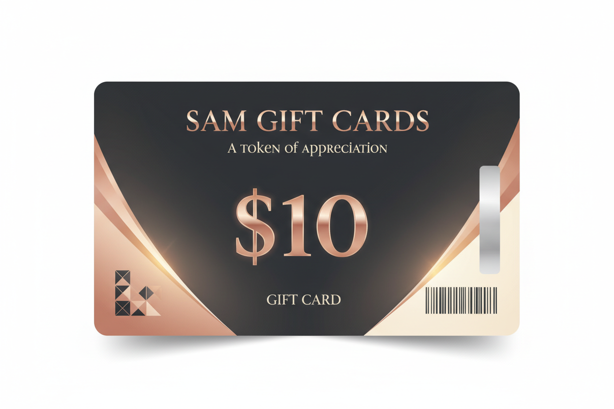 $10 gift card under the name Sam gift cards